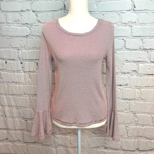 Ro & De Long Sleeve Red & White Striped Shirt with Bell Cuffs